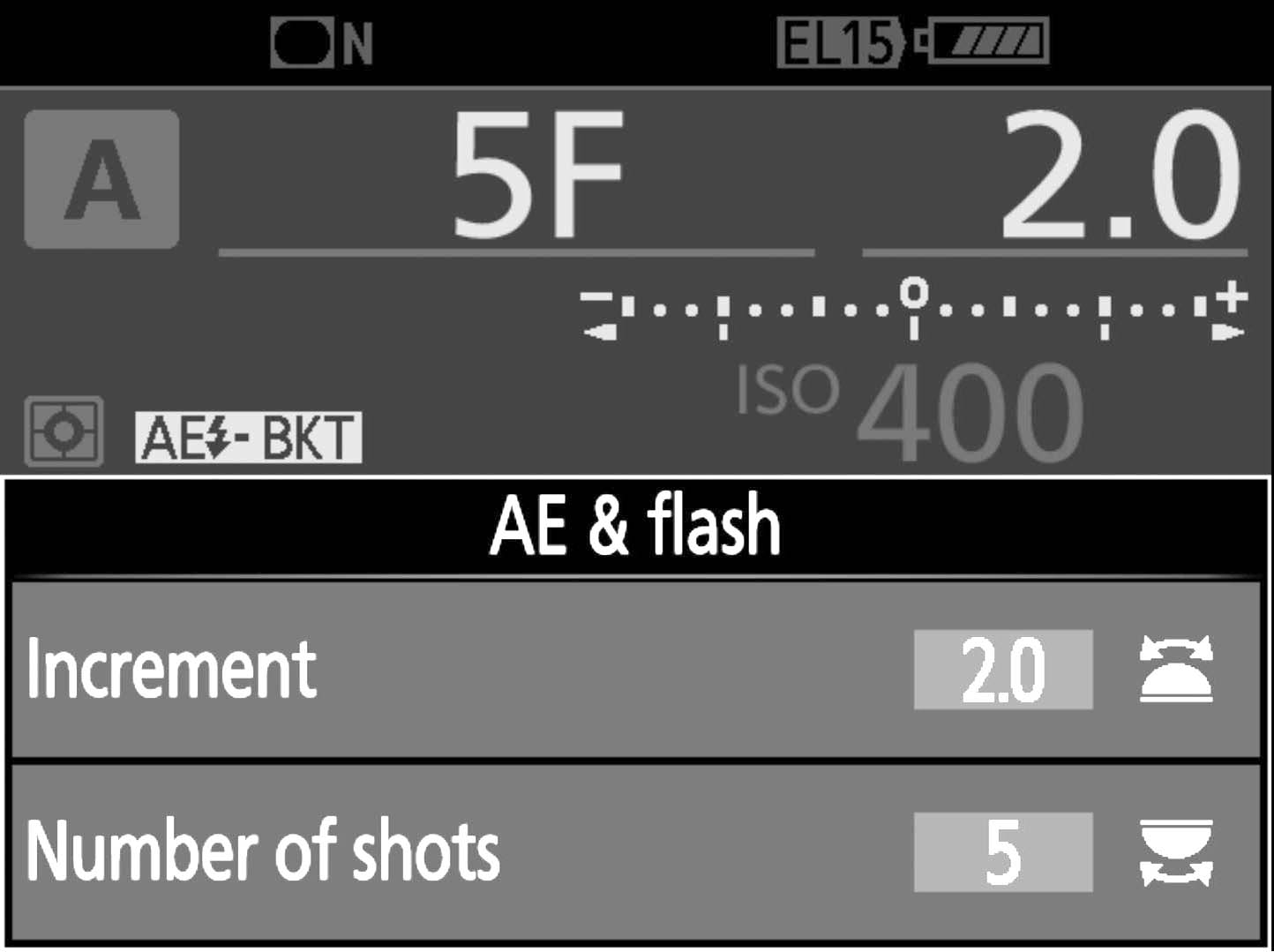 bracketing settings five shots