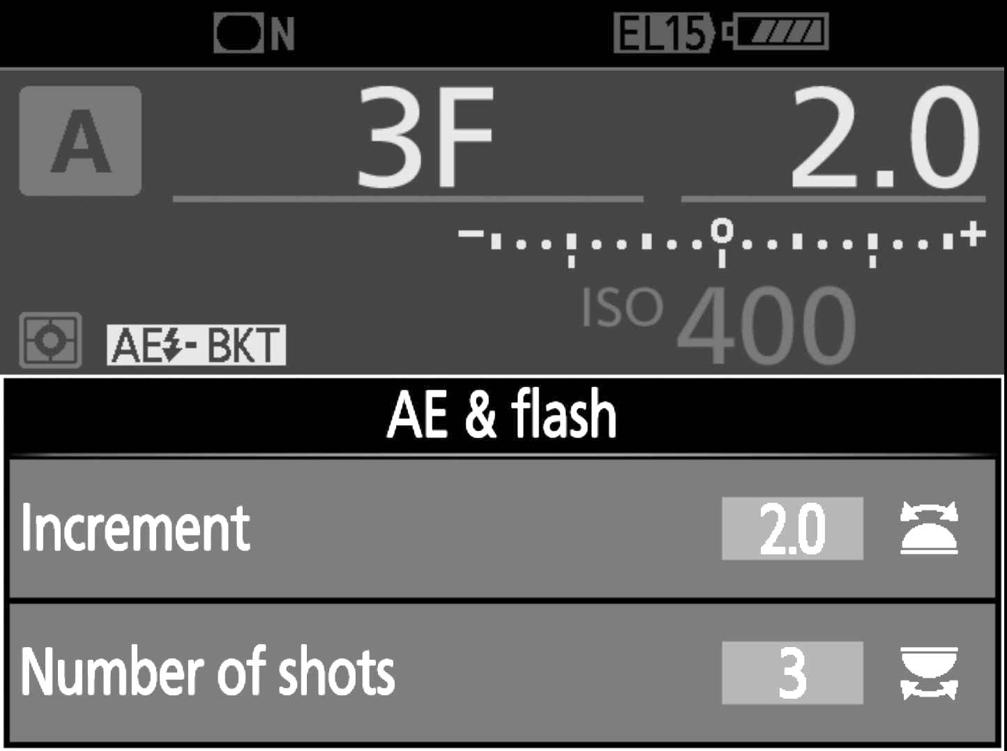 bracketing settings three shots